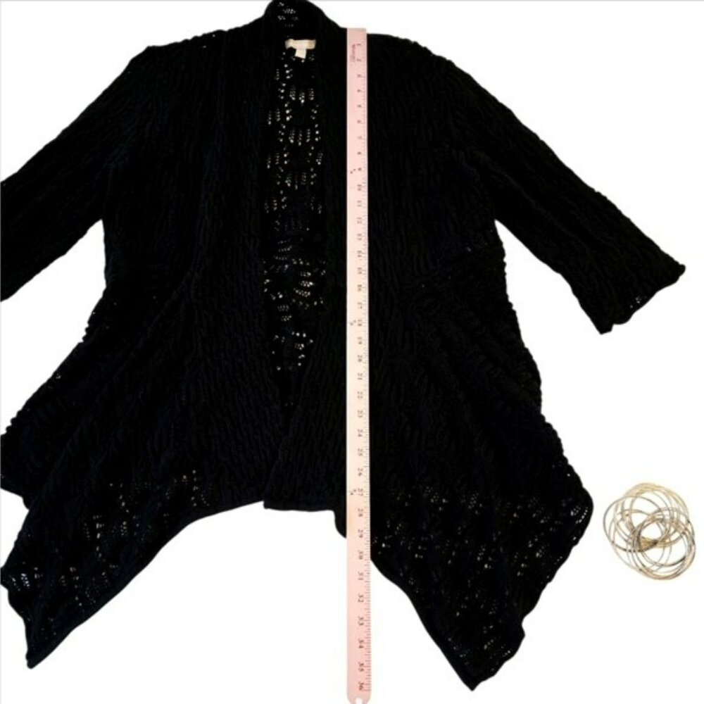 Woman Within Women's Open Front Cardigan Sweater Black Size 1X Long Flowy Knit - Picture 11 of 16